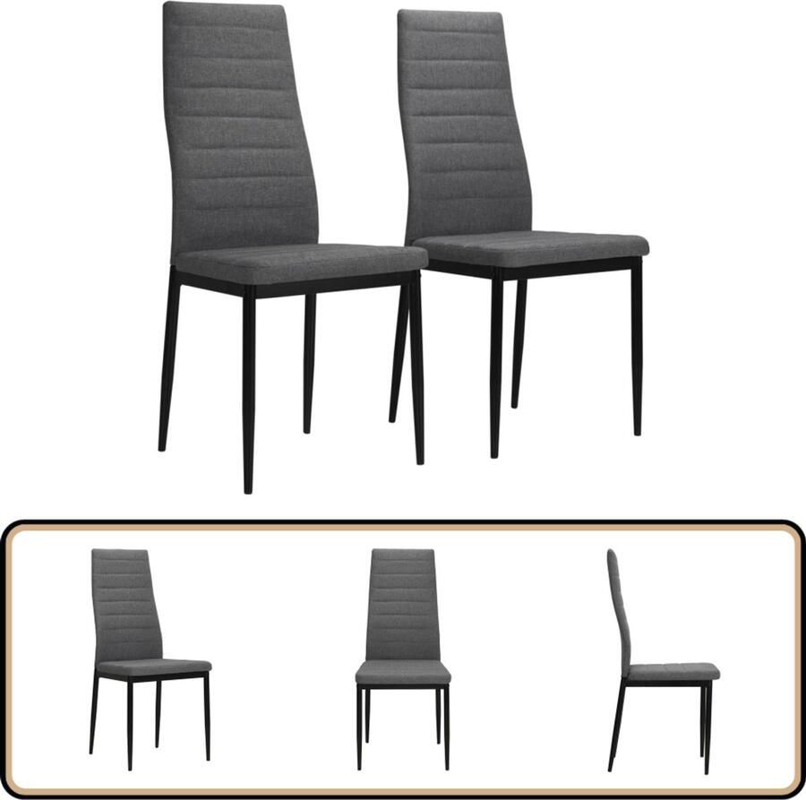 VidaXL Eetkamerstoelen 2 stuks Stof Lichtgrijs Eetkamerstoelen Keukenstoelen Stoffen Stoel Grijze Stoel Moderne Stoel