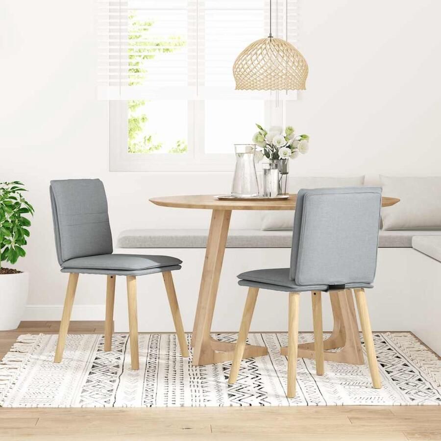 VidaXL Eetkamerstoelen 2 stuks Stof Lichtgrijs Eetzit Eetkamerstoel Designstoel Moderne Stoel Licht Grijze Stoel