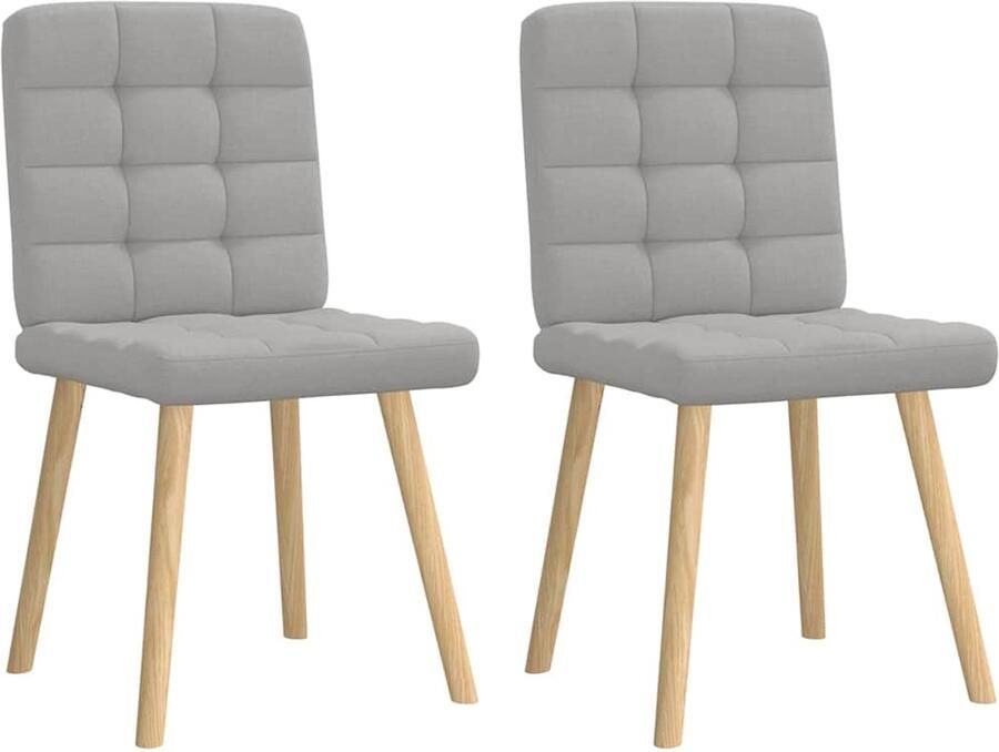 The Living Store Eetkamerstoelen 2 st stof wolk grijs Eettafelstoel Eetkamerstoel Moderne Stoel Grijze Stoel Comfortabele Stoel - Foto 2