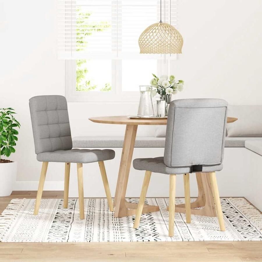 The Living Store Eetkamerstoelen 2 st stof wolk grijs Eettafelstoel Eetkamerstoel Moderne Stoel Grijze Stoel Comfortabele Stoel - Foto 3