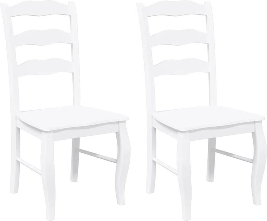 VidaXL Eetkamerstoelen 2 stuks Wit Massief Hout Rubber