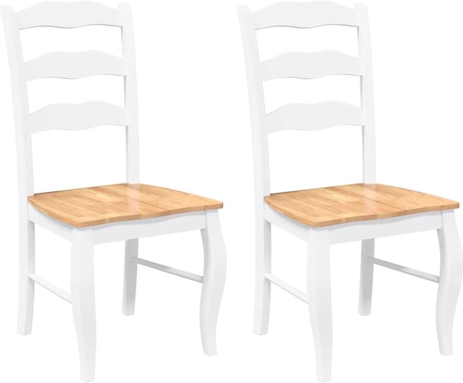 VidaXL Eetkamerstoelen 2 stuks Wit Massief Hout Rubber