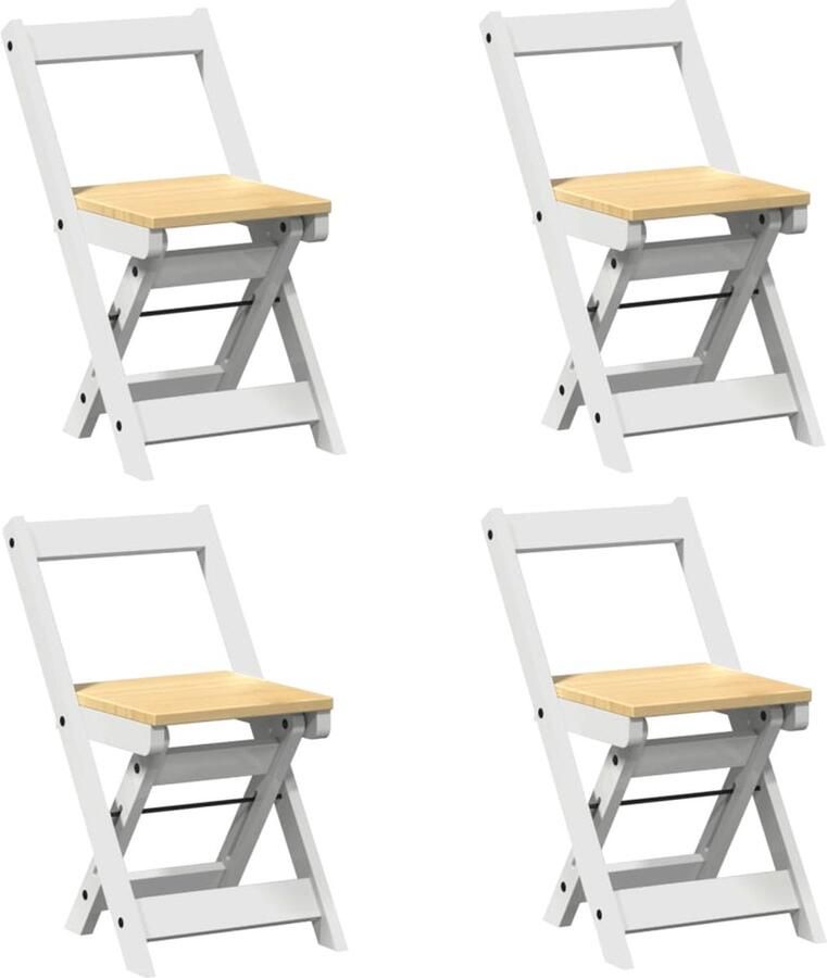 VidaXL Eetkamerstoelen 4 st Corona inklapbaar massief grenenhout wit