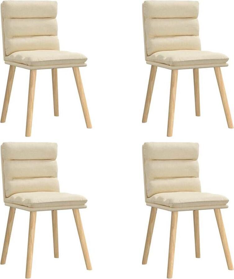 VidaXL Eetkamerstoelen 4 st crèmekleurig stof Eettafelstoel Eetkamerstoel Krukken Comfy Stoel Luxe Stoel - Foto 2