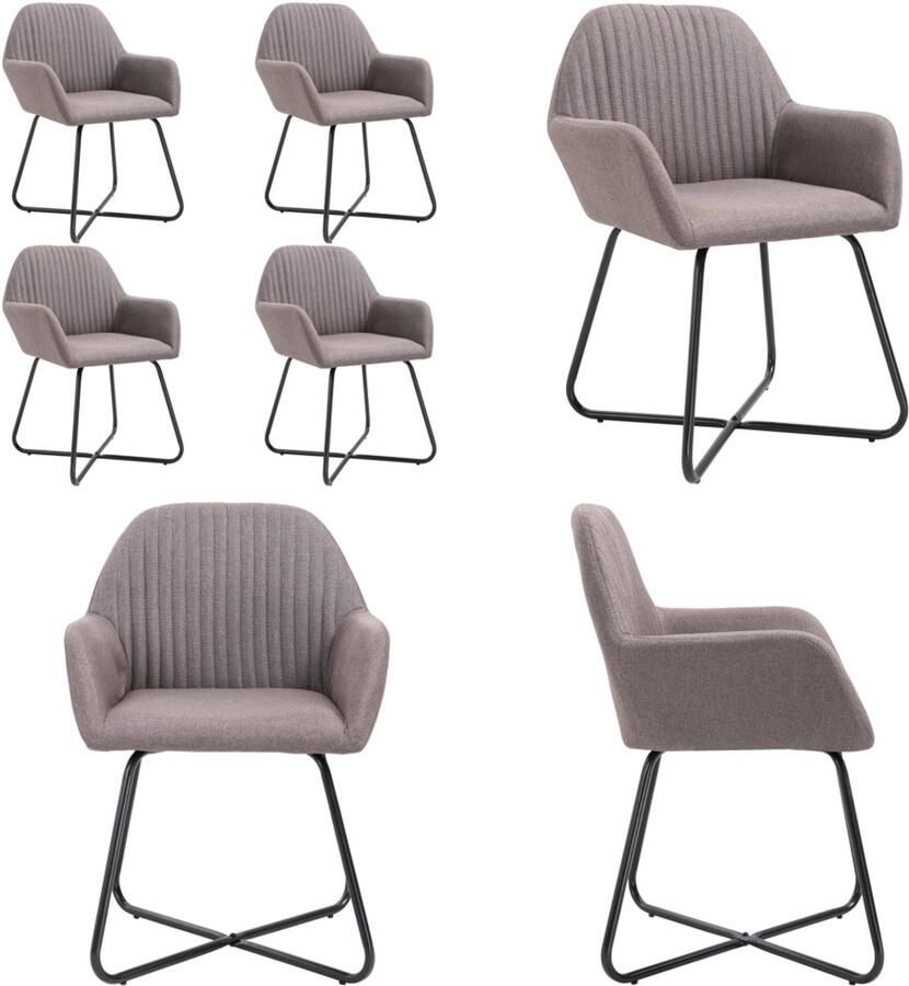 VidaXL Eetkamerstoelen 4 st draaibaar stof taupe Eetkamerstoel Eetkamerstoelen Bijzetstoel Bijzetstoelen