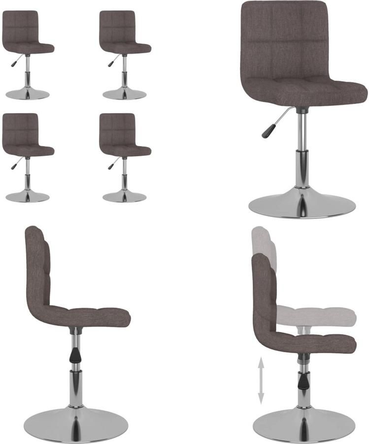 VidaXL Eetkamerstoelen 4 st draaibaar stof taupe - Foto 2