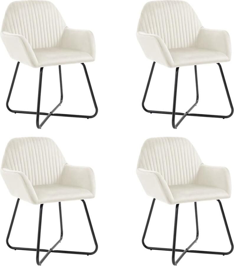 VidaXL Eetkamerstoelen 4 st fluweel crÃ¨mekleurig