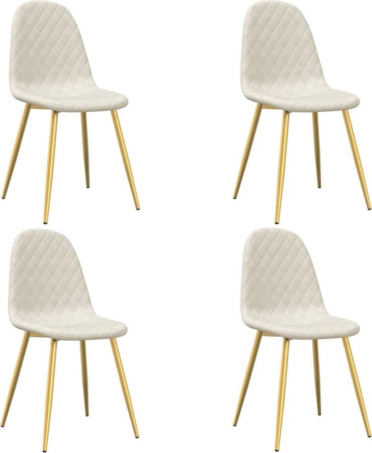 VidaXL -Eetkamerstoelen-4-st-fluweel-crèmekleurig - Foto 3
