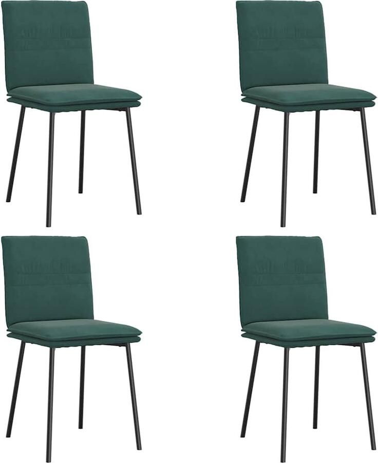 VidaXL Eetkamerstoelen 4 st fluweel donkergroen Eettafelstoel Eetkamerstoel Velours Stoel Donkere Stoel Elegante Stoel