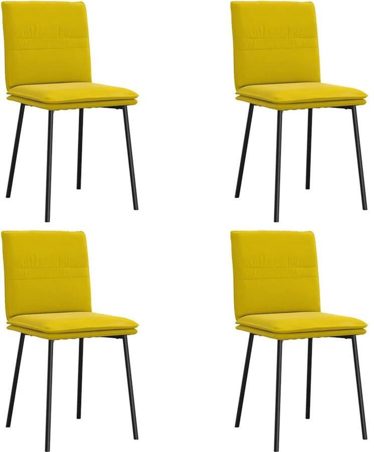 VidaXL Eetkamerstoelen 4 st Fluweel Geel Eettafelstoel Eetkamerstoel Velours Stoel Gele Stoel Comfortabele Stoel
