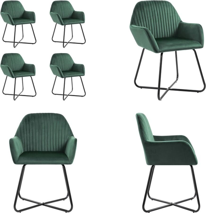 VidaXL -Eetkamerstoelen-4-st-fluweel-groen
