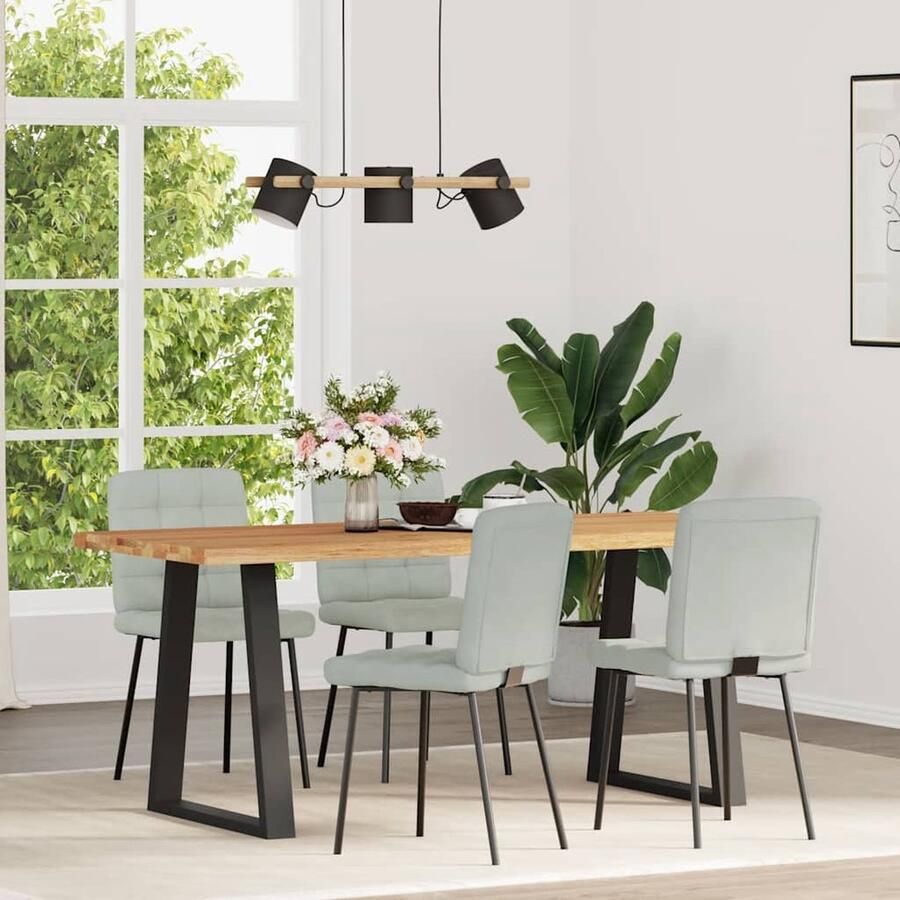 VidaXL Eetkamerstoelen 4 st Fluweel Lichtgrijs Eettafelstoel Eetkamerstoel Fluweel Stoel Moderne Stoel Luxe Stoel