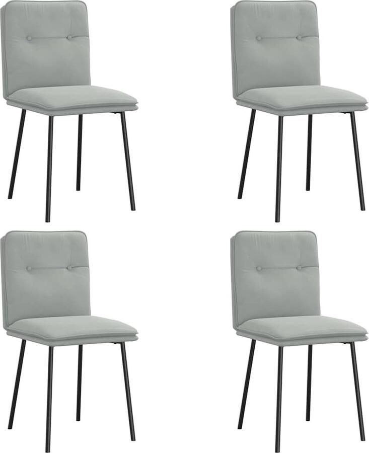 VidaXL Eetkamerstoelen 4 st fluweel lichtgrijs Eettafelstoel Eetkamerstoel Velours Stoel Comfortabele Stoel Elegante Stoel - Foto 2