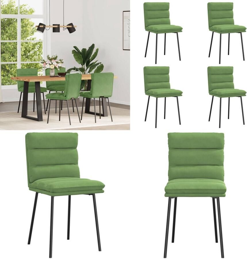 VidaXL Eetkamerstoelen 4 st fluweel lichtgroen Eetkamerstoel Eetkamerstoelen Dinerstoel Stoel