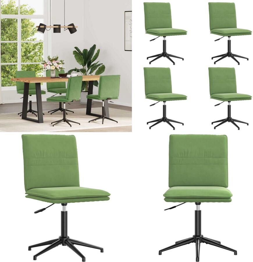 VidaXL Eetkamerstoelen 4 st fluweel lichtgroen Eetkamerstoel Eetkamerstoelen Dinerstoel Stoel