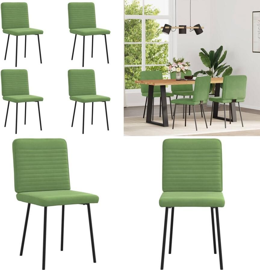 VidaXL Eetkamerstoelen 4 st fluweel lichtgroen Eetkamerstoel Eetkamerstoelen Dinerstoel Stoel