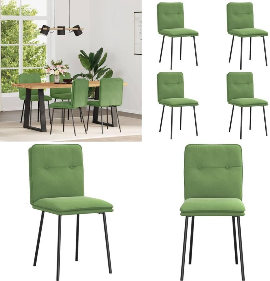 VidaXL Eetkamerstoelen 4 st fluweel lichtgroen Eetkamerstoel Eetkamerstoelen Dinerstoel Stoel