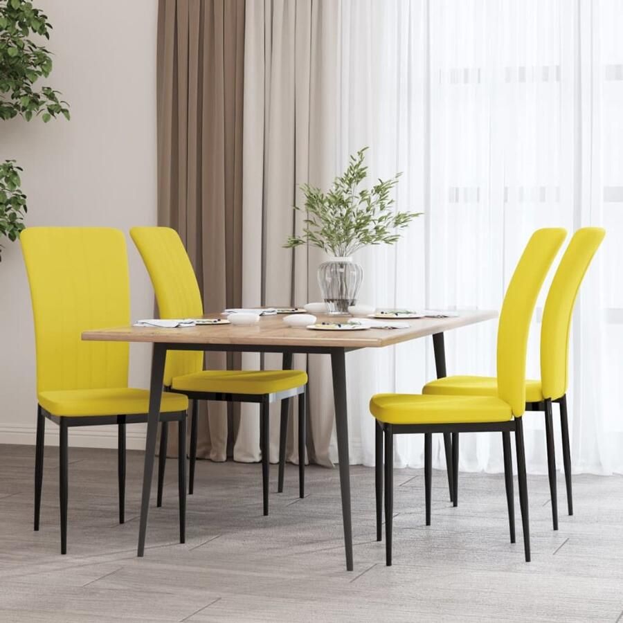 VidaXL Eetkamerstoelen 4 stuks Fluweel Mosterdgeel Eetkamerstoel Fluweel Mustard Geel Comfort Luxe