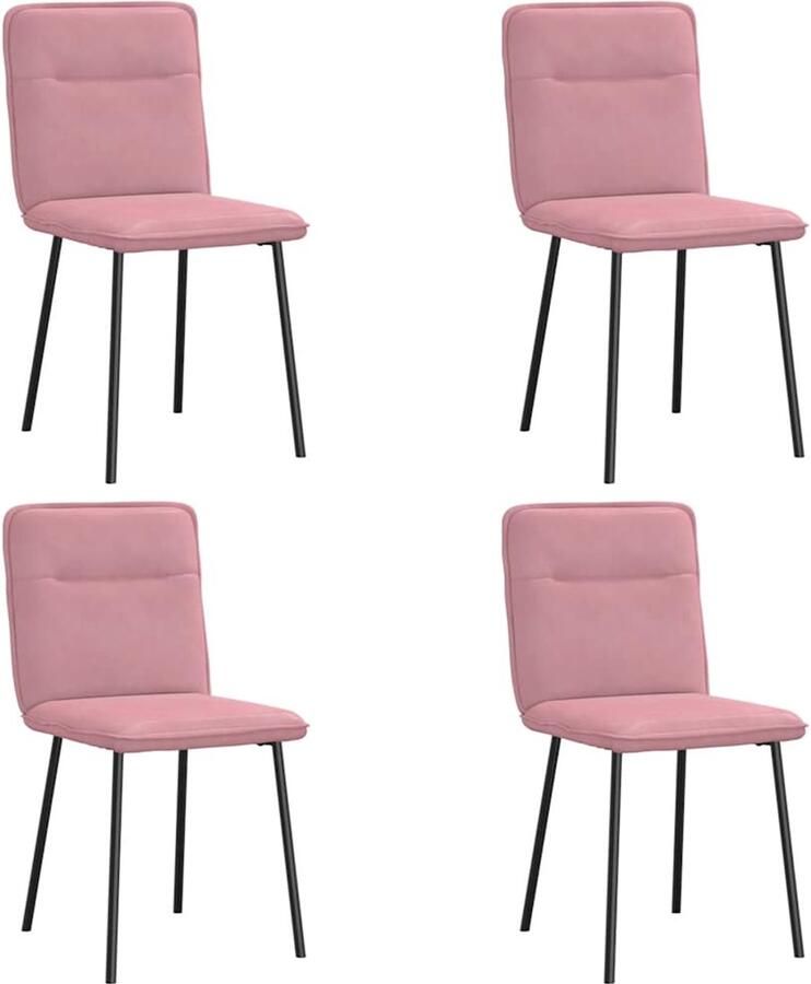 VidaXL Eetkamerstoelen Fluweel Roze 4 stuks Eettafelstoel Eetkamerstoel Velours Stoel Roze Stoel Moderne Stoel