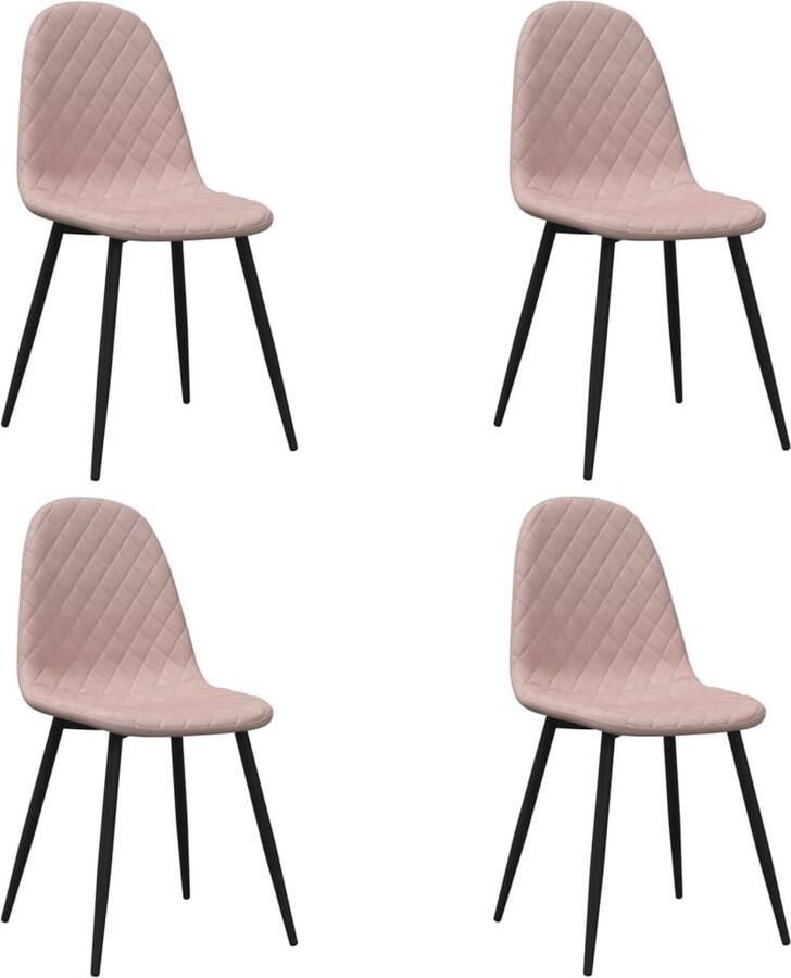 VidaXL -Eetkamerstoelen-4-st-fluweel-roze - Foto 3
