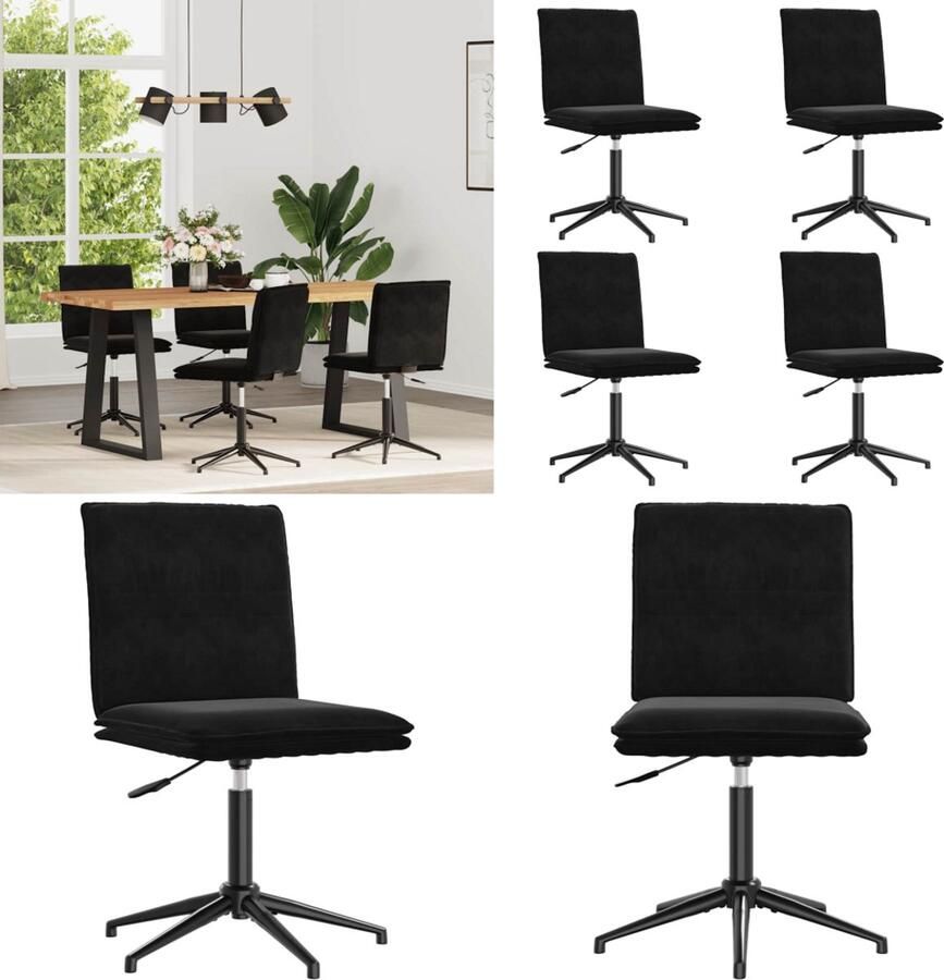 VidaXL Eetkamerstoelen 4 st fluweel zwart Eetkamerstoel Eetkamerstoelen Dinerstoel Stoel