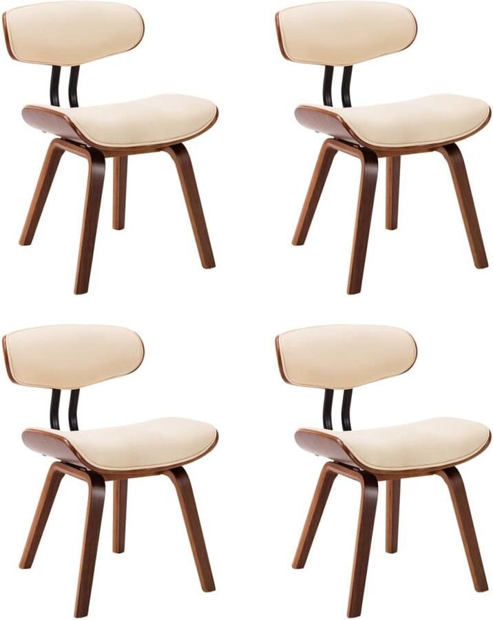 VidaXL Eetkamerstoelen 4 st gebogen hout en kunstleer crÃ¨mekleurig