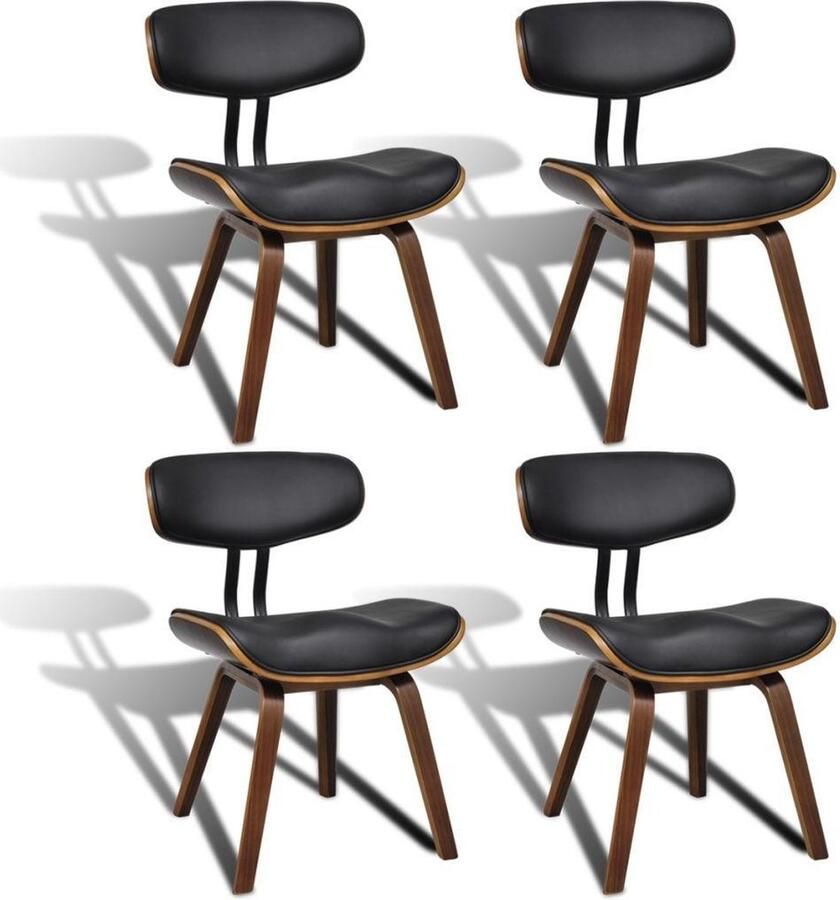 VidaXL -Eetkamerstoelen-4-st-gebogen-hout-en-kunstleer - Foto 2