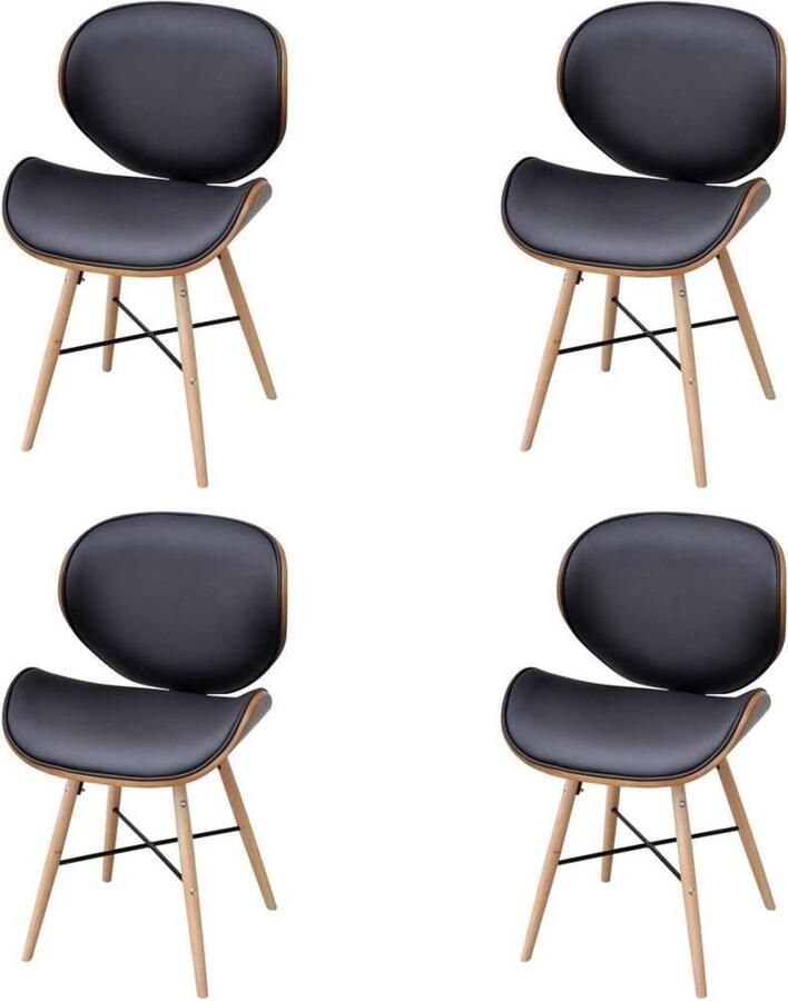 Vida XL Eetkamerstoelen 4 st gebogen hout en kunstleer SKU: V271948