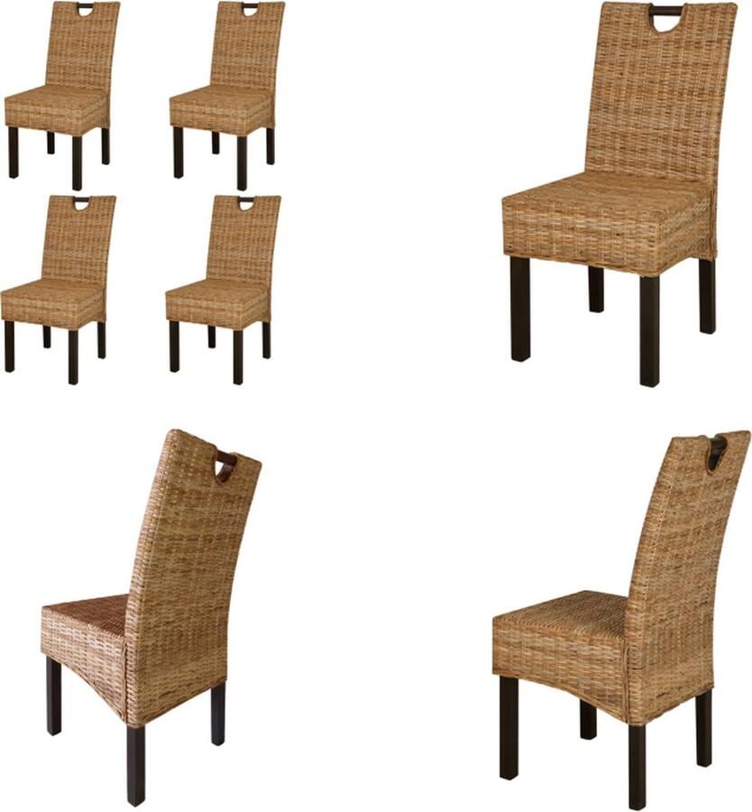 VidaXL Eetkamerstoelen 4 st kubu rattan mangohout Eetkamerstoel Eetkamerstoelen Diner Stoel Diner Stoelen