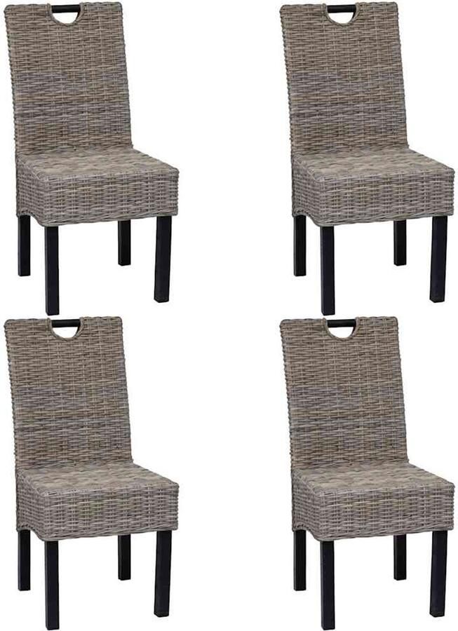 Vida XL Eetkamerstoelen 4 st kubu rattan mangohout SKU: V274360