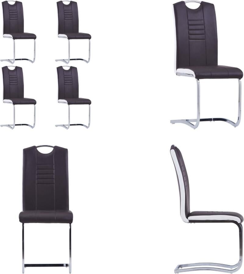 VidaXL Eetkamerstoelen 4 st kunstleer bruin Eetkamerstoel Eetkamerstoelen Bijzetstoel Bijzetstoelen - Foto 3