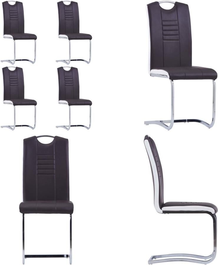 VidaXL Eetkamerstoelen 4 st kunstleer bruin Eetkamerstoel Eetkamerstoelen Bijzetstoel Bijzetstoelen - Foto 2