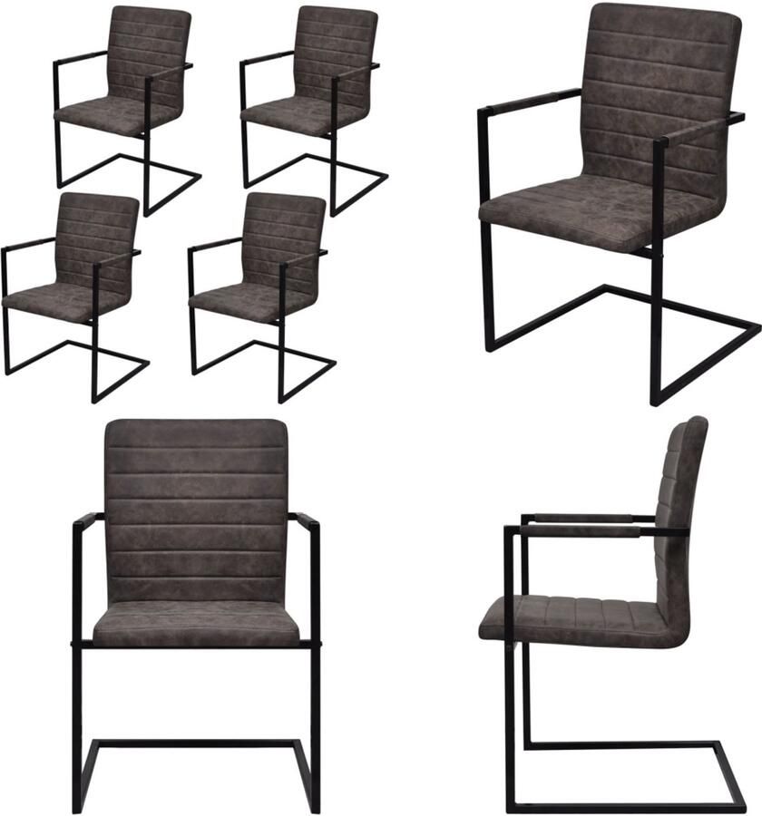 VidaXL Eetkamerstoelen 4 st kunstleer bruin Eetkamerstoel Eetkamerstoelen Bijzetstoel Bijzetstoelen