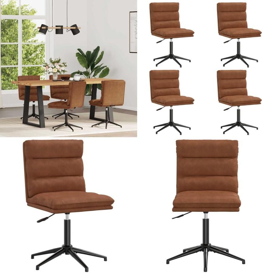 VidaXL Eetkamerstoelen 4 st kunstleer bruin Eetkamerstoel Eetkamerstoelen Dinerstoel Stoel