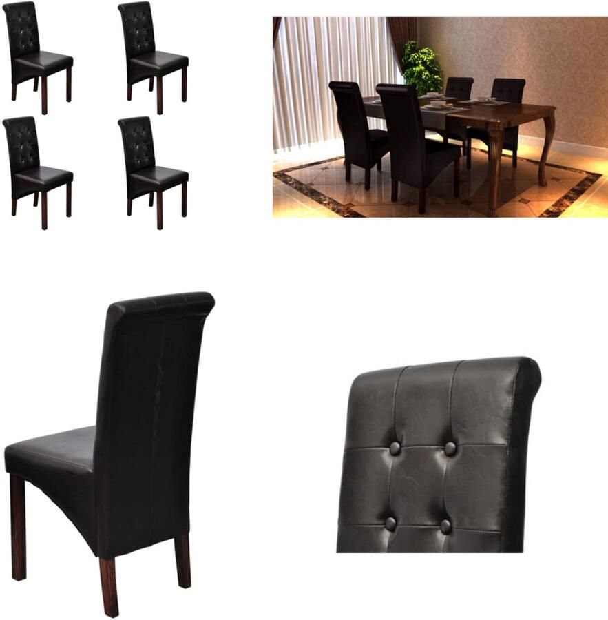 VidaXL Eetkamerstoelen 4 st kunstleer bruin Eetkamerstoel Eetkamerstoelen Eetkamerstoel Eetkamerstoelen
