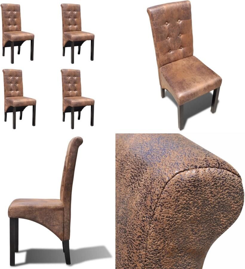 VidaXL Eetkamerstoelen 4 st kunstleer bruin Eetkamerstoel Eetkamerstoelen Keukenstoelen Keukenstoel