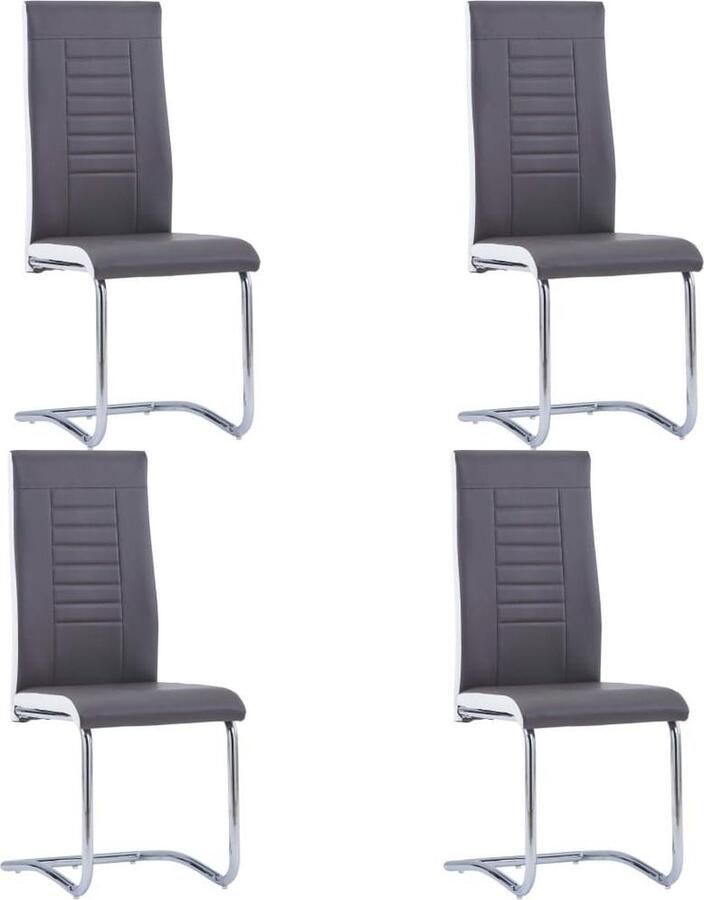 VidaXL -Eetkamerstoelen-4-st-kunstleer-grijs - Foto 3