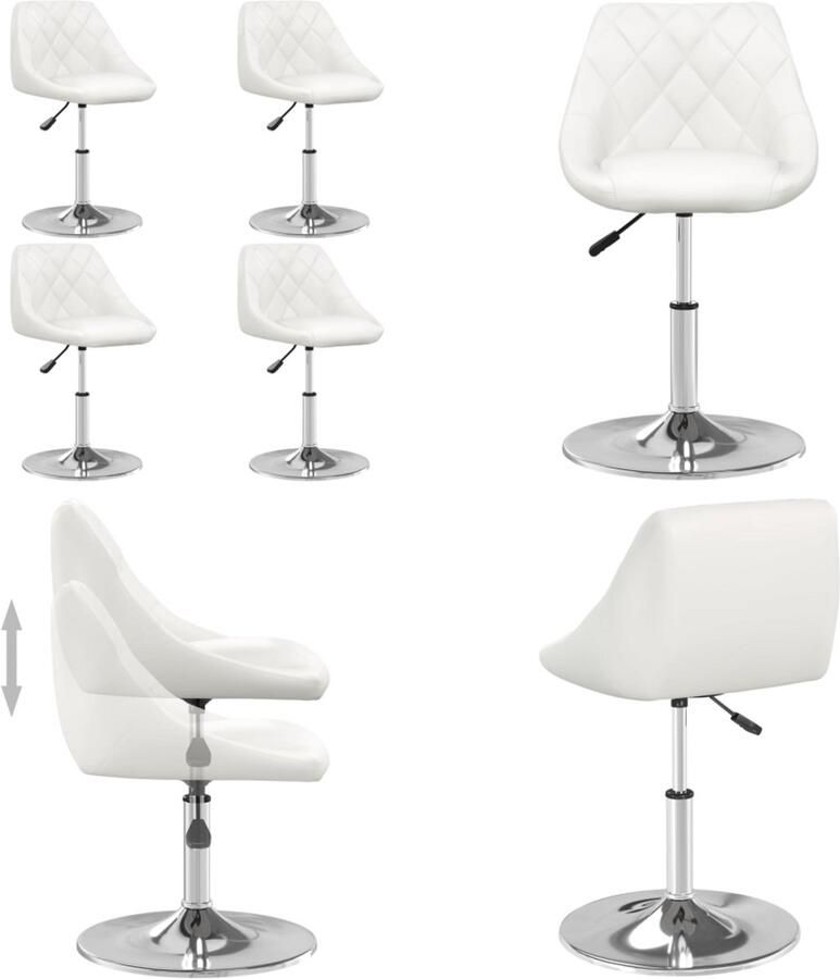 VidaXL Eetkamerstoelen 4 st kunstleer wit Eetkamerstoel Eetkamerstoelen Dinerstoel Dinerstoelen