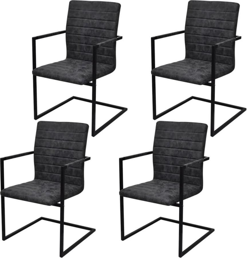 Vida XL Eetkamerstoelen 4 st kunstleer zwart SKU: V160183