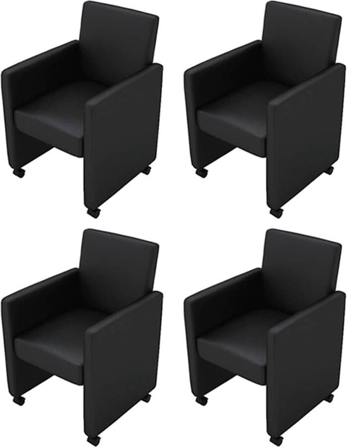 Vida XL Eetkamerstoelen 4 st kunstleer zwart SKU: V160183 - Foto 3