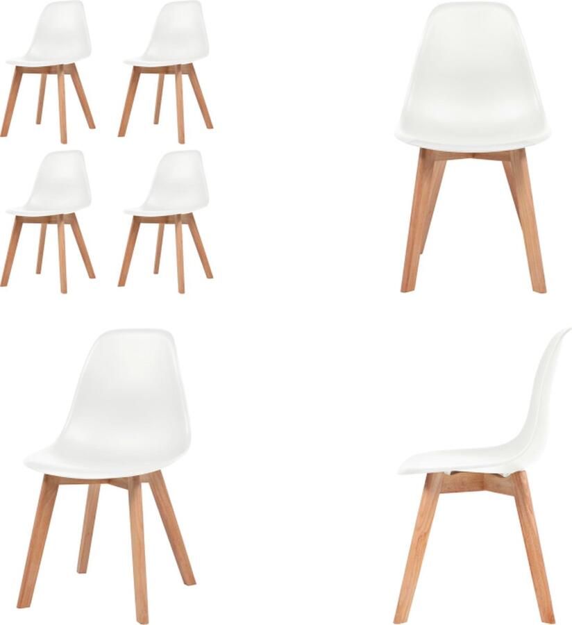 VidaXL Eetkamerstoelen 4 st kunststof wit Eetkamerstoel Eetkamerstoelen Bijzetstoel Bijzetstoelen - Foto 2