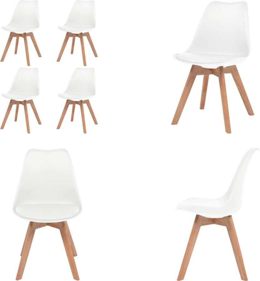 VidaXL Eetkamerstoelen 4 st kunststof wit Eetkamerstoel Eetkamerstoelen Bijzetstoel Bijzetstoelen
