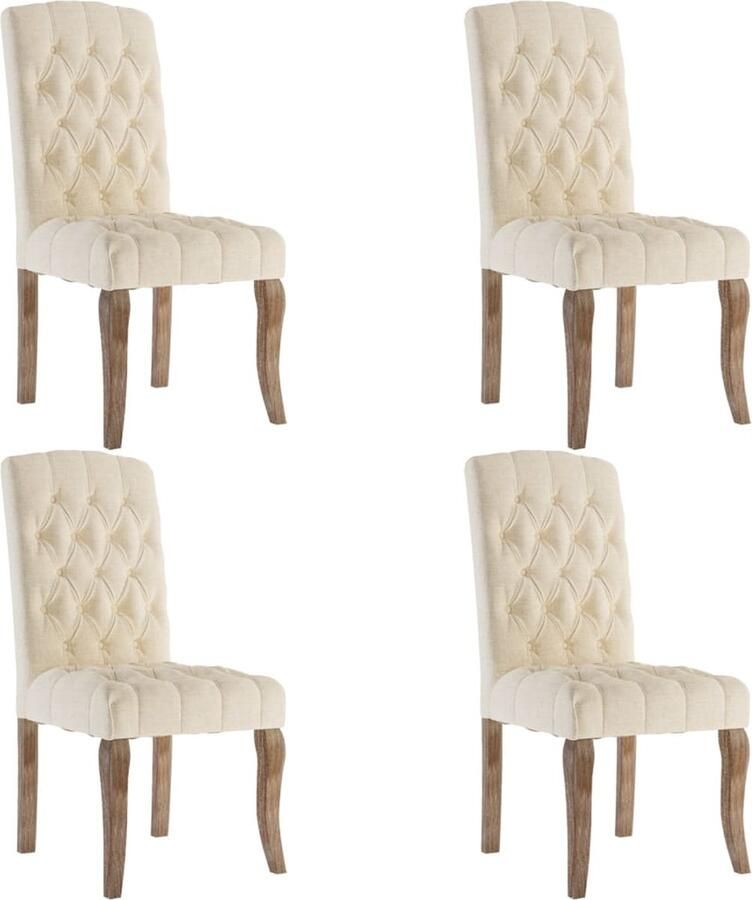 Vida XL vidaXL Eetkamerstoelen 4 st linnen-look stof beige-VXL-3309175