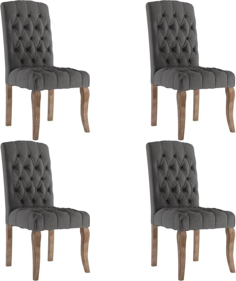 VidaXL Eetkamerstoelen 4 st linnen-look stof grijs