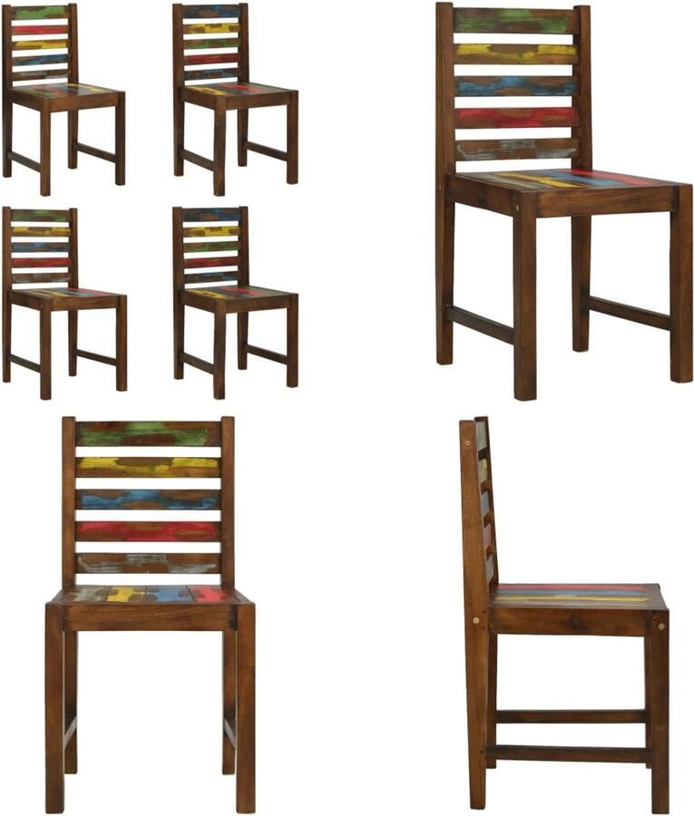 VidaXL Eetkamerstoelen 4 st massief gerecycled hout Eetkamerstoel Eetkamerstoelen Keukenstoelen Keukenstoel