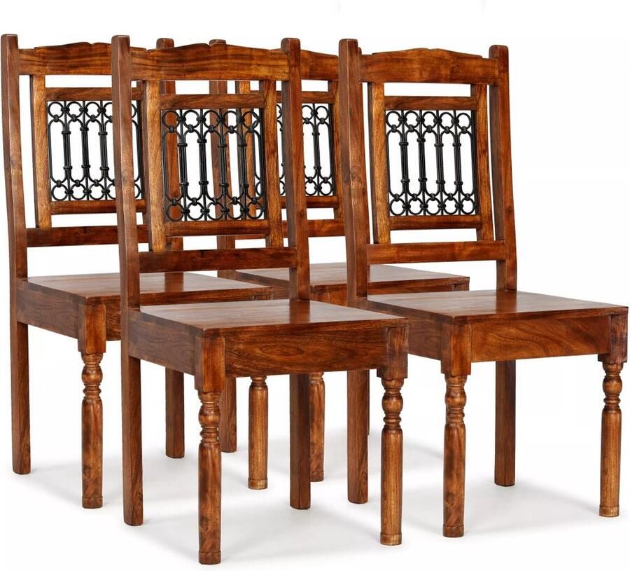 Vida XL vidaXL Eetkamerstoelen 4 st massief hout klassiek-VXL-275271