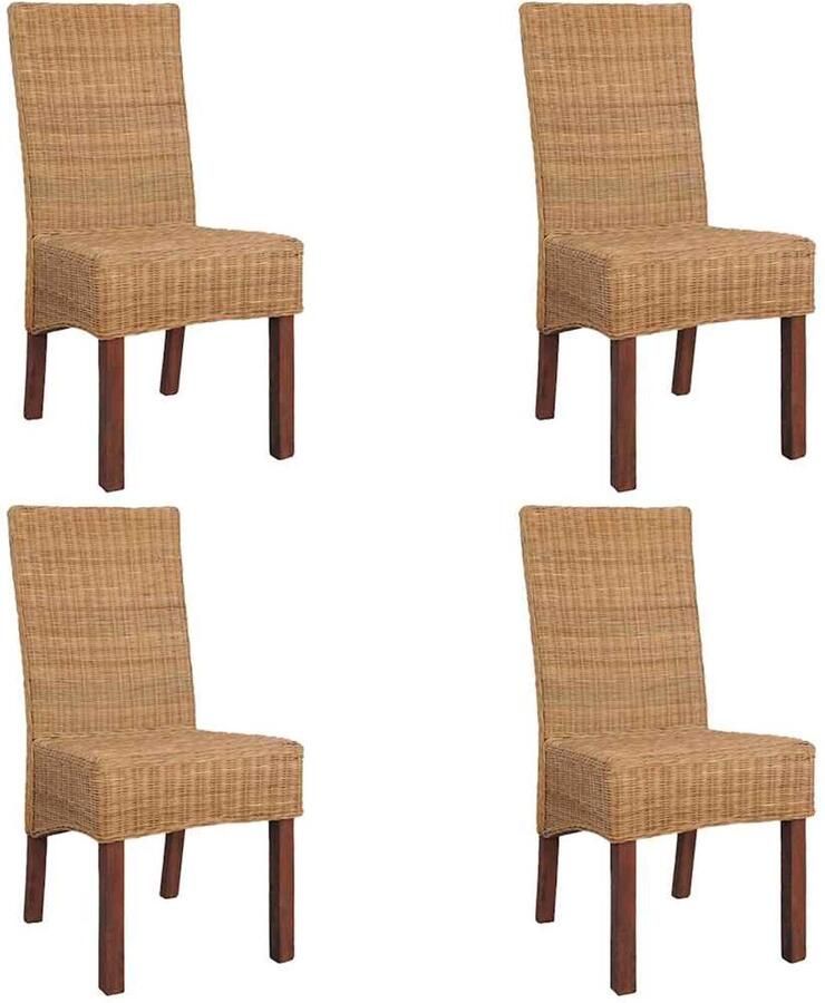 VidaXL -Eetkamerstoelen-4-st-natuurlijk-rattan-bruin - Foto 2