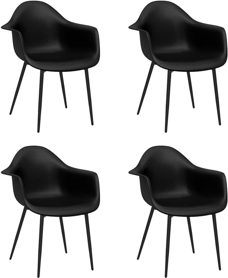 VidaXL -Eetkamerstoelen-4-st-PP-zwart - Foto 3