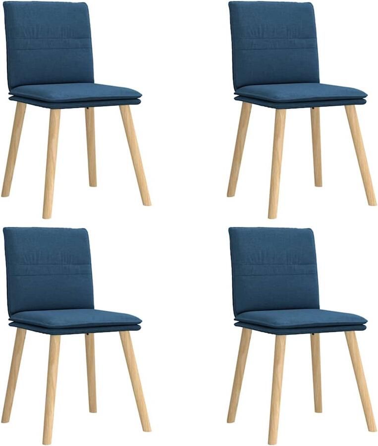 VidaXL Eetkamerstoelen 4 stuks Stof Blauw Eettafelstoel Eetkamerstoel Veloursstoel Blauwe Stoel Modern Meubilair