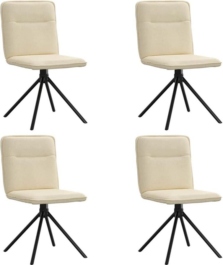 Vida XL vidaXL Eetkamerstoelen 4 st stof crÃ¨mekleurig-VXL-244088 - Foto 5